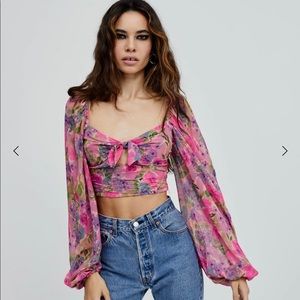 For Love and Lemons - Floral Crop Top NWOT